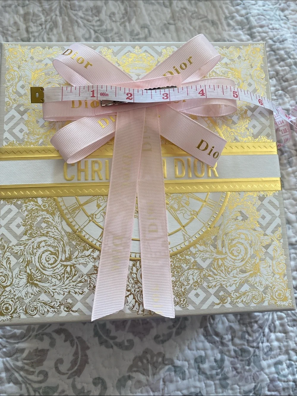 Dior Pale Pink Ribbon Brooch with Pearl Accent HairClip